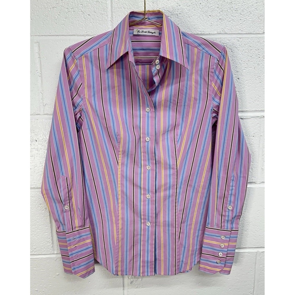 Le Sarte Pettegole Button Front Shirt Sz 42 US 8 Striped Pink Long Sleeve Italy